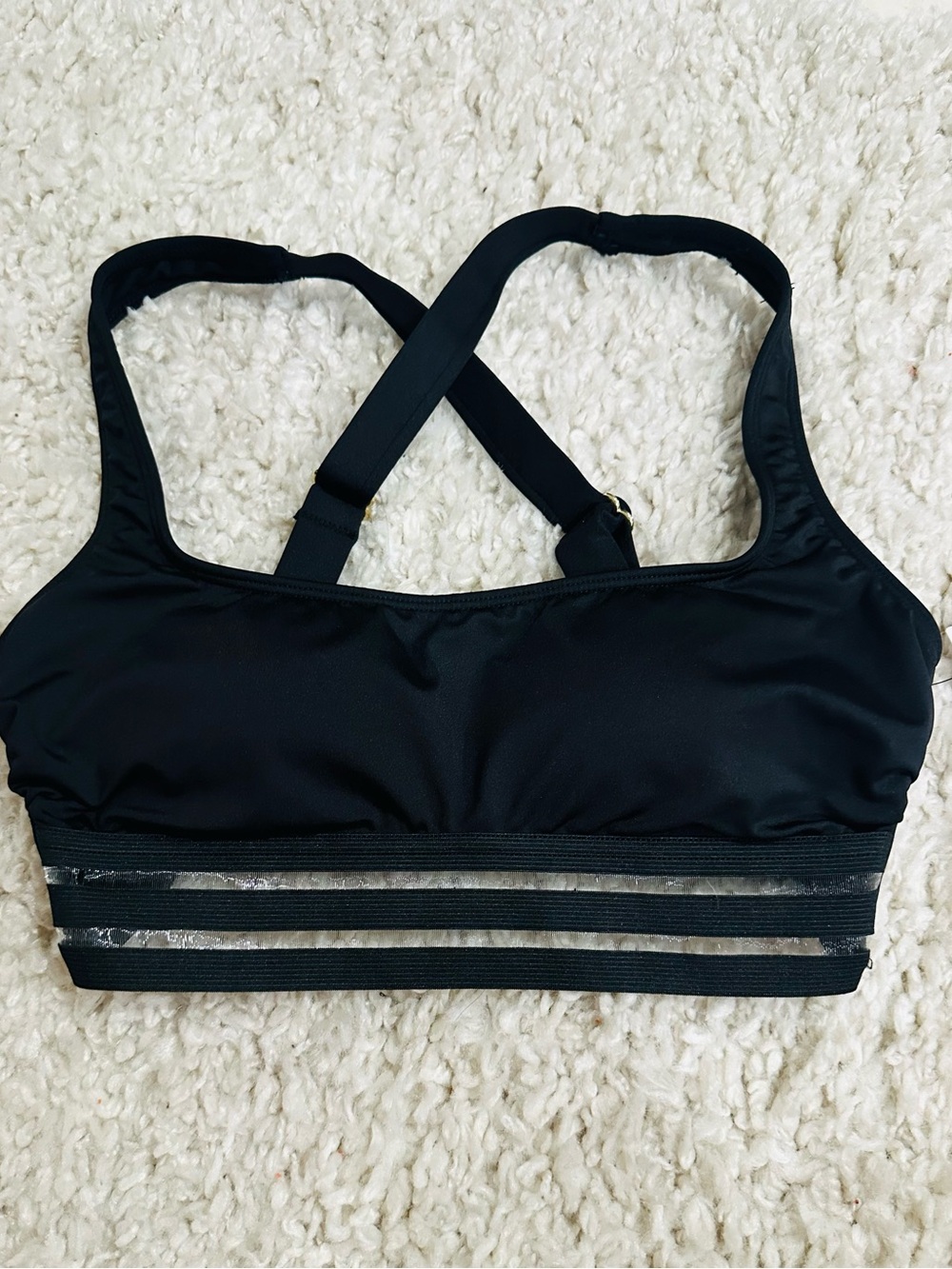 NWT Gibson Latimer Black Bikini Top Adjustable Back Straps with Mesh Band XS